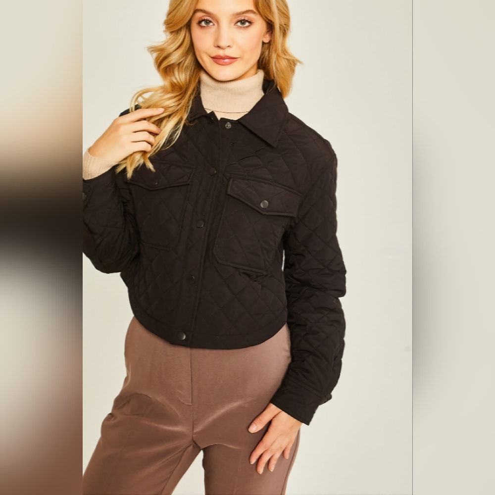 Black Crop Woven Shacket